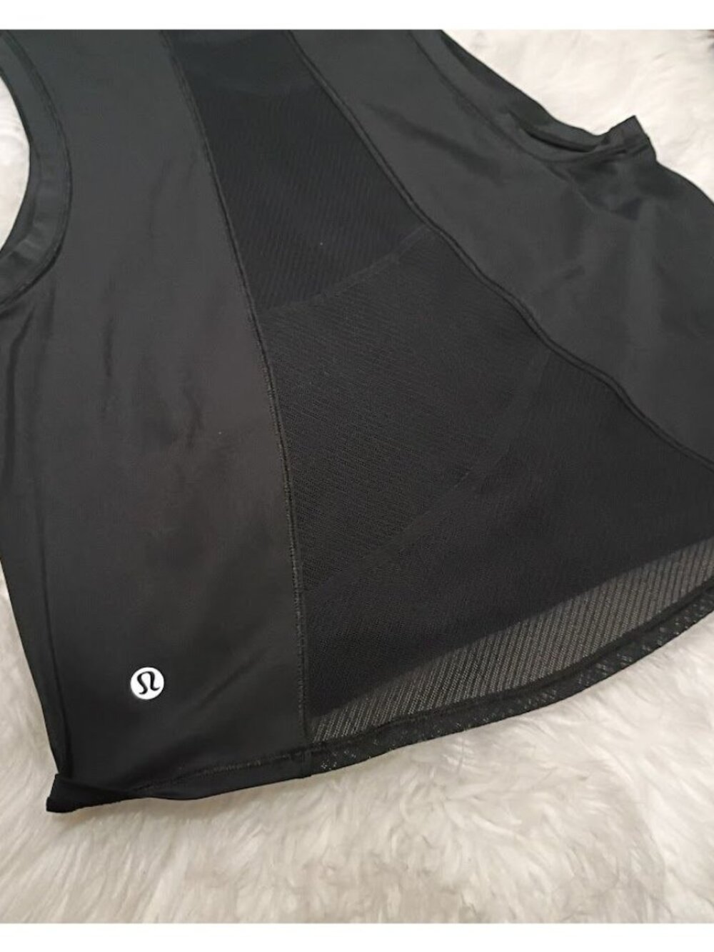 Lululemon Mesh-Panel Tank Top Sleeveless Black Lightweight Womens - Picture 3 of 9